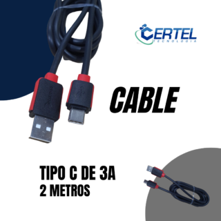 Cable Kosmo usb Tipo C 3A de 2 metros
