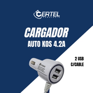 Cargador de Celular kosmo para Auto 4.2A 2 Puertos + Cable